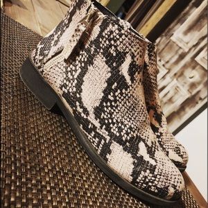 Snake print booties